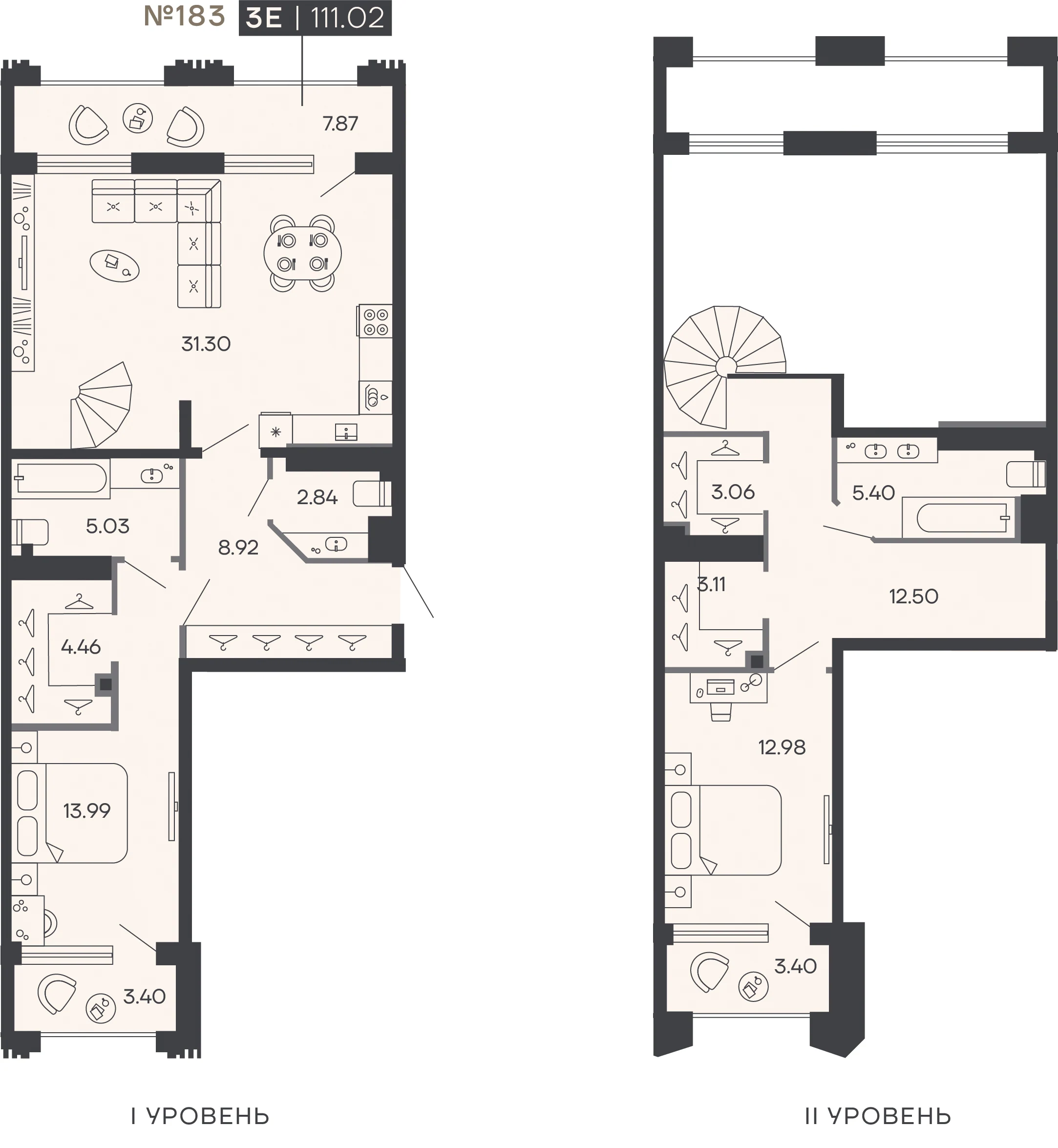 Планировка 2-комнатная 106,8 м² в доме «SHEPILEVSKIY» — Дом SHEPILEVSKIY