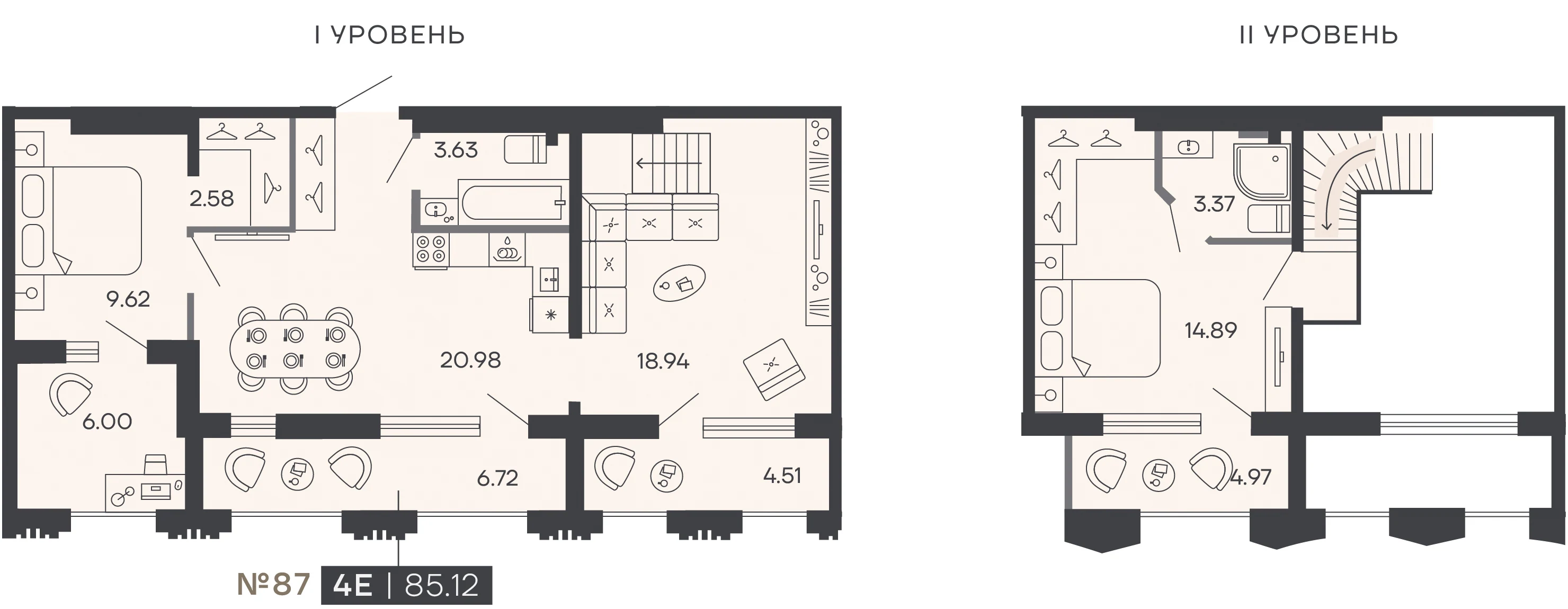 Планировка 3-комнатная 85,1 м² в доме «SHEPILEVSKIY» — Дом SHEPILEVSKIY