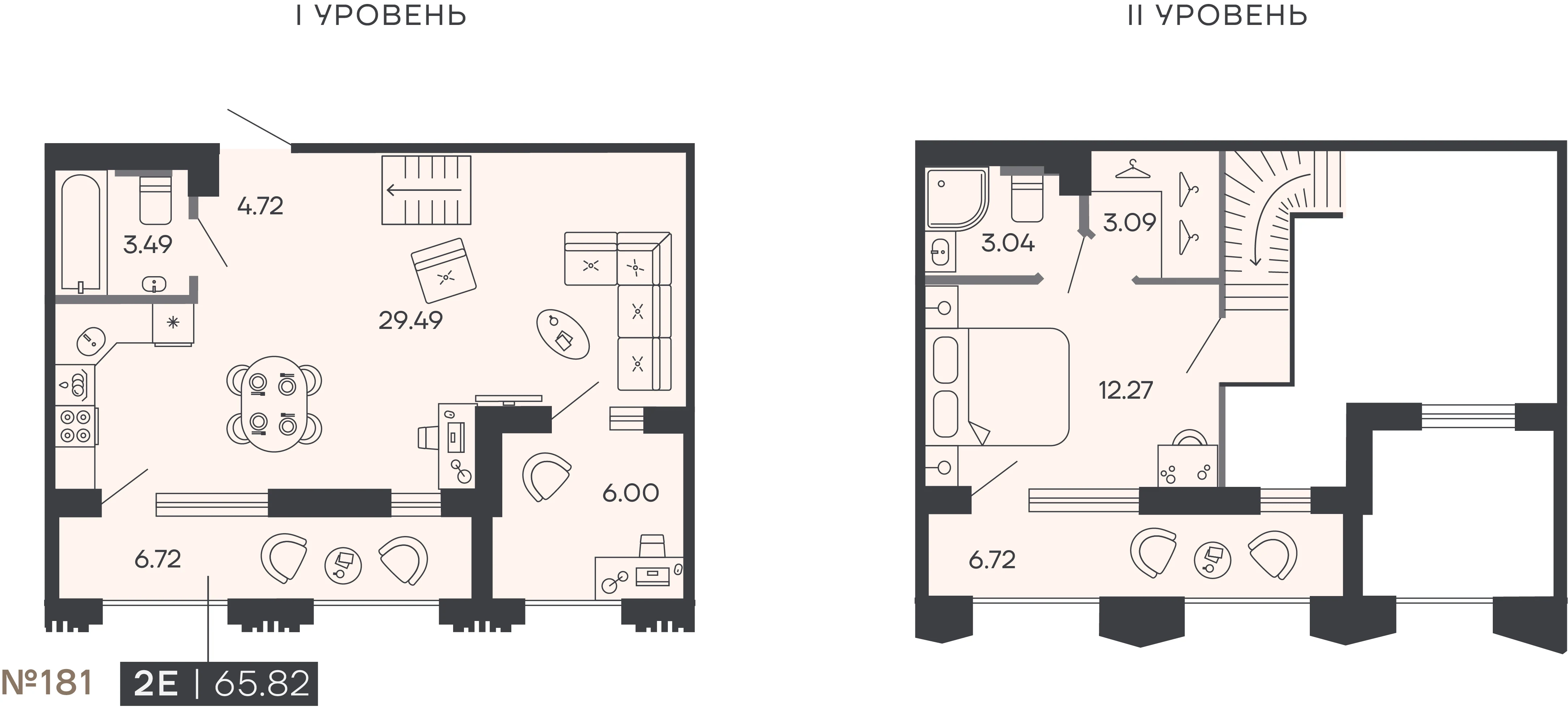 Планировка 2-комнатная 65,8 м² в доме «SHEPILEVSKIY» — Дом SHEPILEVSKIY