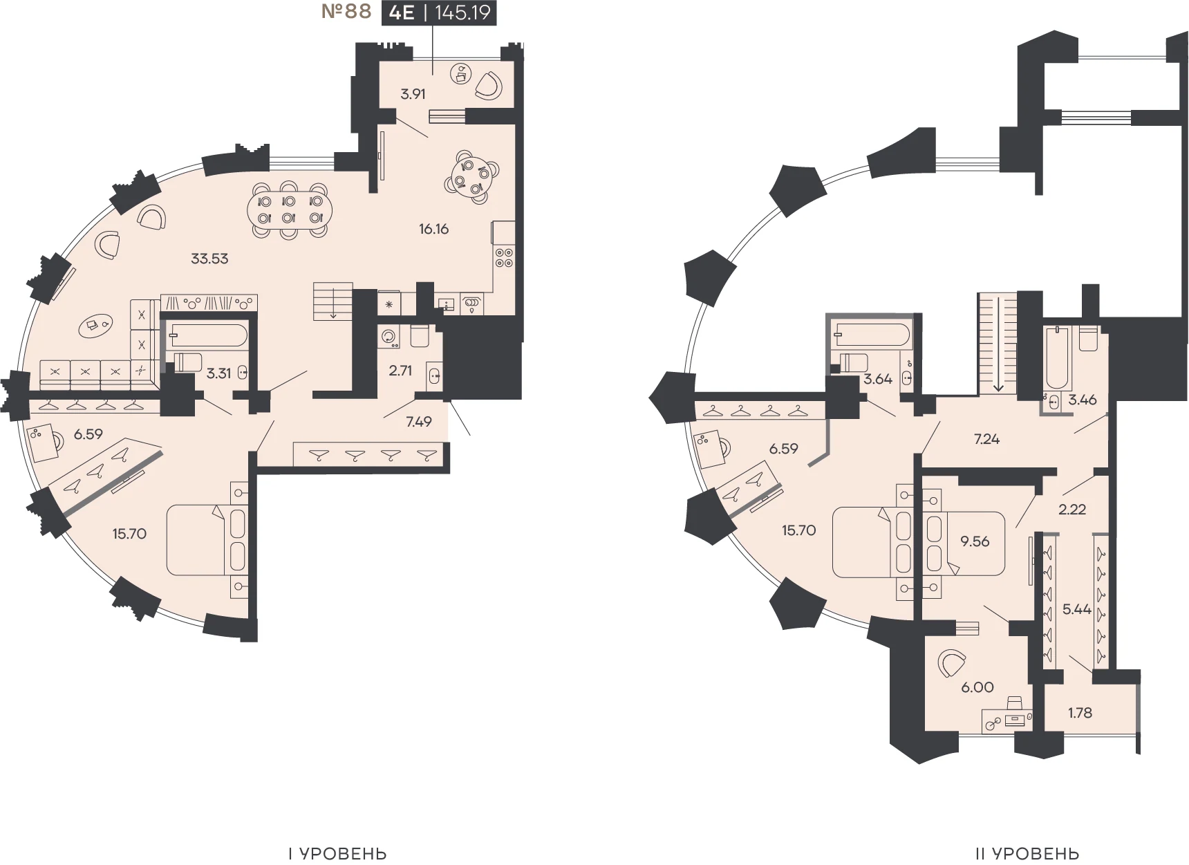 Планировка 3-комнатная 145,2 м² в доме «SHEPILEVSKIY» — Дом SHEPILEVSKIY